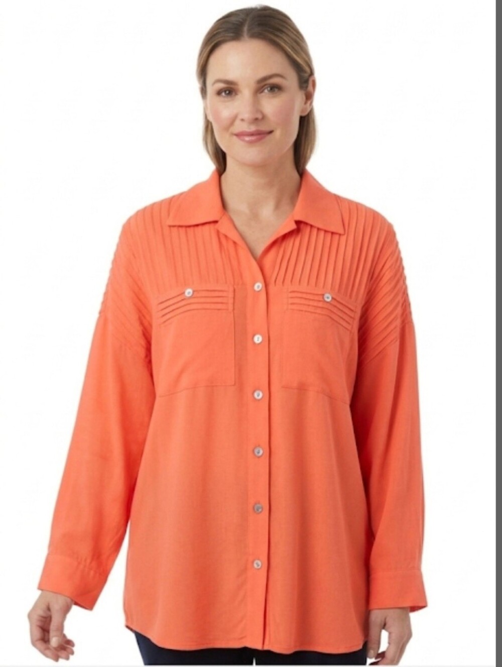 VICI Bright Orange Button-Up Women's Top, Size XS.